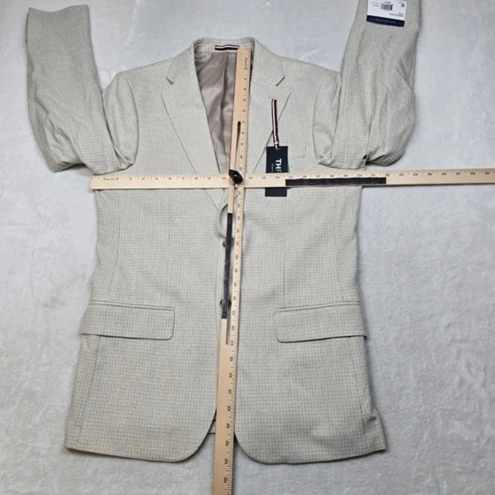 Tommy Hilfiger Conrad‎ Sport Coat Mens 38R White Tan Modern Fit Blazer $295 NEW